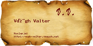 Végh Valter névjegykártya